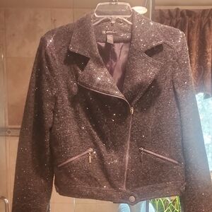 INC International Concepts Sparkling Sequin Black Jacket